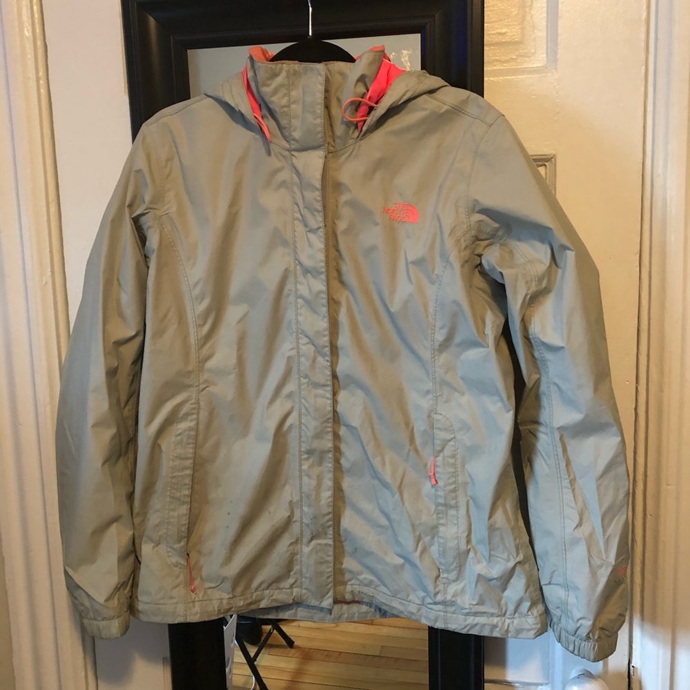 Grey/Pink North Face Rain Jacket